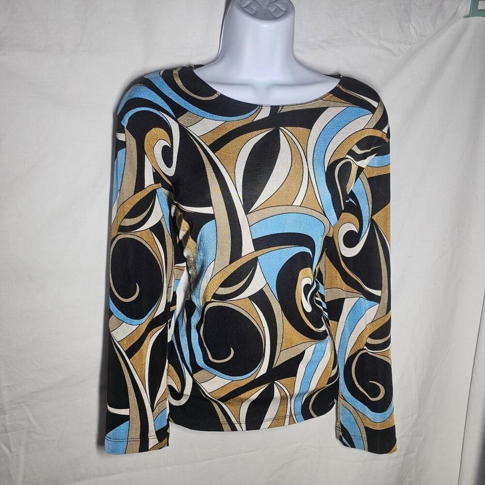Vintage y2k 90s does 70s funky retro abstract pattern long sleeve